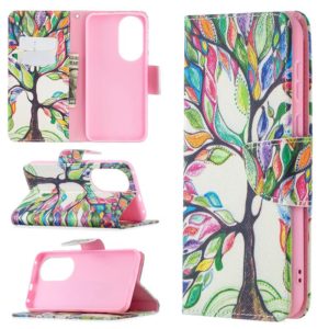 For Huawei P50 Colored Drawing Pattern Horizontal Flip Leather Case with Holder & Card Slots & Wallet(Life Tree) (OEM)
