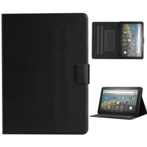 For Amazon Kindle Fire HD 8 2020 Solid Color Horizontal Flip Leather Case with Card Slots & Holder & Sleep / Wake-up Function(Black) (OEM)