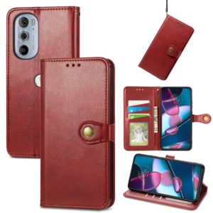 For Motorola Edge 30 Pro Retro Solid Color Buckle Leather Phone Case(Red) (OEM)