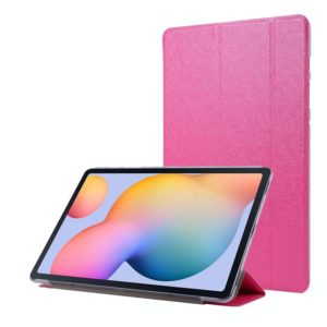 For Samsung Galaxy Tab S8+ / Tab S8 Plus / Tab S7 FE / Tab S7+ / T970 Silk Texture Three-fold Horizontal Flip Leather Case with Holder & Pen Slot(Rose Red) (OEM)