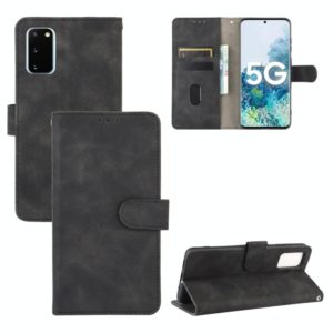 For Samsung Galaxy S20 5G Solid Color Skin Feel Magnetic Buckle Horizontal Flip Calf Texture PU Leather Case with Holder & Card Slots & Wallet(Black) (OEM)