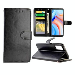 For OPPO Reno4 Pro Crazy Horse Texture Leather Horizontal Flip Protective Case with Holder & Card Slots & Wallet & Photo Frame(Black) (OEM)