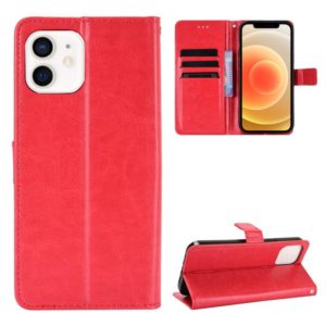 For iPhone 12 mini Crazy Horse Texture Horizontal Flip Leather Case with Holder & Card Slots & Wallet & Lanyard (Red) (OEM)