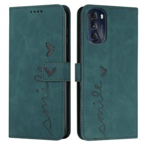 For Motorola Moto G 2022 5G Skin Feel Heart Pattern Leather Phone Case(Green) (OEM)