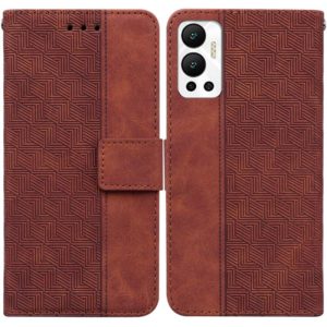 For Infinix Hot 12 Geometric Embossed Leather Phone Case(Brown) (OEM)