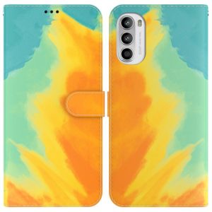 For Motorola Moto G62 5G Watercolor Pattern Horizontal Flip Leather Phone Case(Autumn Leaf Color) (OEM)
