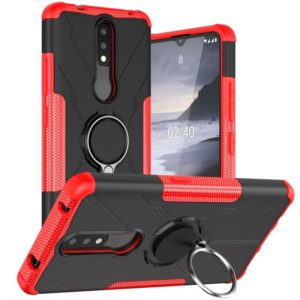 For Nokia 2.4 Machine Armor Bear Shockproof PC + TPU Protective Case with Ring Holder(Red) (OEM)