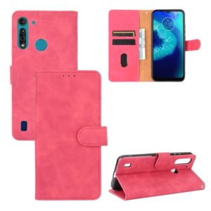 For Motorola Moto G8 Power Lite Solid Color Skin Feel Magnetic Buckle Horizontal Flip Calf Texture PU Leather Case with Holder & Card Slots & Wallet(Rose Red) (OEM)