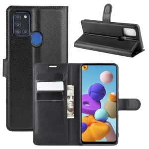 For Galaxy A21S Litchi Texture Horizontal Flip Protective Case with Holder & Card Slots & Wallet(Black) (OEM)