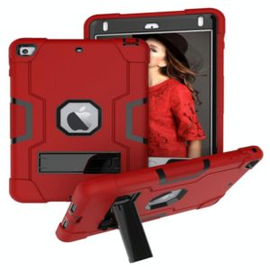 For iPad Mini 5 / 4 Contrast Color Silicone + PC Combination Case with Holder(Red + Black) (OEM)