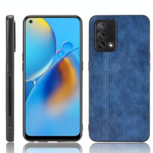 For OPPO A74 4G / F19 Shockproof Sewing Cow Pattern Skin PC + PU + TPU Case(Blue) (OEM)