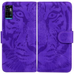 For ZTE Blade A72 / V40 Vita Tiger Embossing Pattern Horizontal Flip Leather Phone Case(Purple) (OEM)