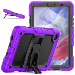 Shockproof Colorful Silica Gel + PC Protective Case with Holder & Shoulder Strap For Samsung Galaxy A7 Lite T220 / T225(Purple) (OEM)