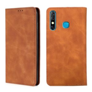 For Infinix Hot 8 / Hot 8 Lite X650 X650B / Tecon Camon 12 CC7 Sp Skin Feel Magnetic Horizontal Flip Leather Case with Holder & Card Slots(Light Brown) (OEM)
