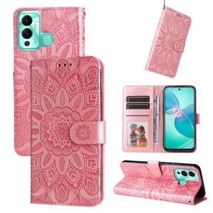For Infinix Hot 12 Play Embossed Sunflower Leather Phone Case(Pink) (OEM)