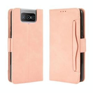 For Asus Zenfone 7 ZS670KS/Zenfone 7 Pro ZS671KS Wallet Style Skin Feel Calf Pattern Leather Case ，with Separate Card Slot(Pink) (OEM)