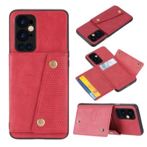 For OnePlus 9 Pro Double Buckle PU + TPU Shockproof Magnetic Protective Case with Card Slot & Holder(Red) (OEM)