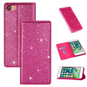 For iPhone 8 / 7 Ultrathin Glitter Magnetic Horizontal Flip Leather Case with Holder & Card Slots(Rose Red) (OEM)