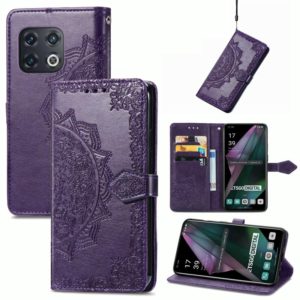 For OnePlus 10 Pro Mandala Flower Embossed Horizontal Flip Leather Phone Case(Purple) (OEM)