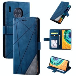 For Huawei Mate 30 Pro Skin Feel Splicing Horizontal Flip Leather Case with Holder & Card Slots & Wallet & Photo Frame(Blue) (OEM)