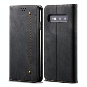 For Galaxy S10e Denim Texture Casual Style Horizontal Flip Leather Case with Holder & Card Slots & Wallet(Black) (OEM)