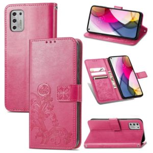 For Motorola Moto G Stylus 2021 Four-leaf Clasp Embossed Buckle Mobile Phone Protection Leather Case with Lanyard & Card Slot & Wallet & Bracket Function(Magenta) (OEM)
