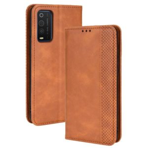 For TCL 205 Magnetic Buckle Retro Texture Leather Phone Case(Brown) (OEM)
