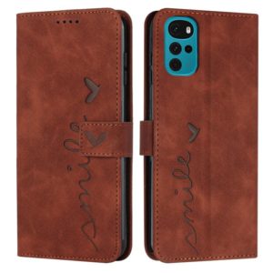 For Motorola Moto G22 Skin Feel Heart Pattern Leather Phone Case(Brown) (OEM)