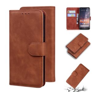 For Nokia 3.2 Skin Feel Pure Color Flip Leather Phone Case(Brown) (OEM)