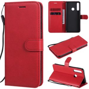 For Huawei Y6p Solid Color Horizontal Flip Protective Leather Case with Holder & Card Slots & Wallet & Lanyard(Red) (OEM)