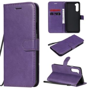 For OnePlus Nord Solid Color Horizontal Flip Protective Leather Case with Holder & Card Slots & Wallet & Photo Frame & Lanyard(Purple) (OEM)