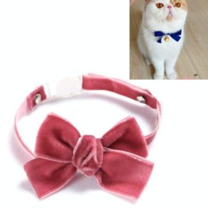 Velvet Bowknot Adjustable Pet Collar Cat Dog Rabbit Bow Tie Accessories, Size:S 17-30cm, Style:Bowknot(Bean Paste) (OEM)