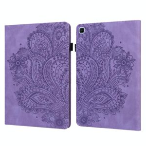 For Samsung Galaxy Tab A7 Lite Peacock Embossed Pattern Leather Tablet Case(Purple) (OEM)
