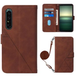 For Sony Xperia 1 IV Crossbody 3D Embossed Flip Leather Phone Case(Brown) (OEM)