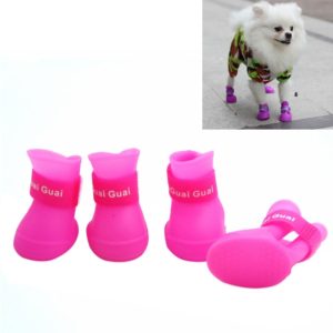 Lovely Pet Dog Shoes Puppy Candy Color Rubber Boots Waterproof Rain Shoes, M, Size: 5.0 x 4.0cm(Pink) (OEM)