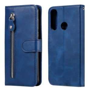 For Huawei Y6p Fashion Calf Texture Zipper Horizontal Flip Leather Case with Stand & Card Slots & Wallet Function(Blue) (OEM)