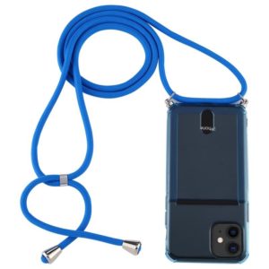 For iPhone 12 mini Transparent TPU Protective Case with Lanyard & Card Slot(Blue) (OEM)