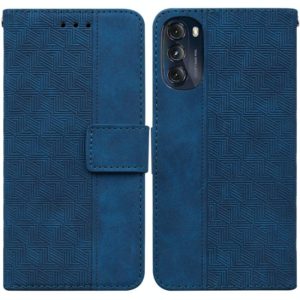 For Motorola Moto G 2022 Geometric Embossed Leather Phone Case(Blue) (OEM)