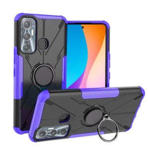 For Infinix Hot 11 Armor Bear Shockproof PC + TPU Protective Phone Case with Ring Holder(Purple) (OEM)