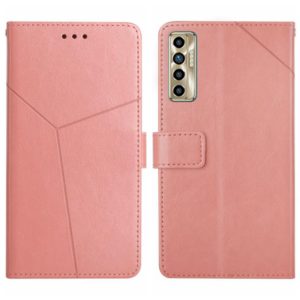 For Tecno Camon 17P HT01 Y-shaped Pattern Flip Leather Phone Case(Pink) (OEM)