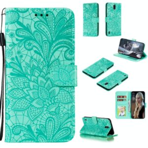 For Nokia C1 Lace Flower Horizontal Flip Leather Case with Holder & Card Slots & Wallet & Photo Frame(Green) (OEM)