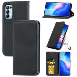 For OPPO Reno5 Pro 5G Retro Skin Feel Business Magnetic Horizontal Flip Leather Case with Holder & Card Slots & Wallet & Photo Frame(Black) (OEM)