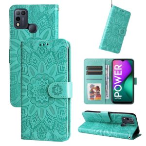 For Infinix Smart 5 Embossed Sunflower Leather Phone Case(Green) (OEM)