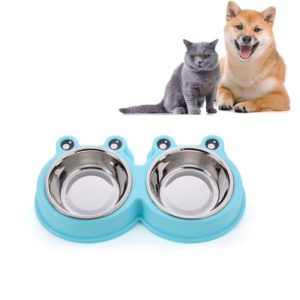 Stainless Steel Dog and Cat Double Bowl Pet Supplies(Blue) (OEM)