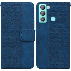 For Tecno Pop 5 LTE BD4 Geometric Embossed Leather Phone Case(Blue) (OEM)
