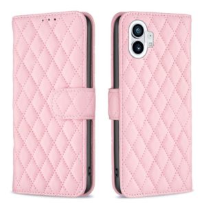 For Nothing Phone 1 Diamond Lattice Wallet Leather Flip Phone Case(Pink) (OEM)