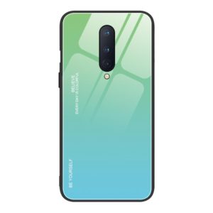 For OnePlus 8 Gradient Color Glass Case(Sky Blue) (OEM)