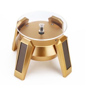 High-Footed UFO Solar 9cm 360 Rotating Display Stand Props Turntable(Gold Blue Light) (OEM)