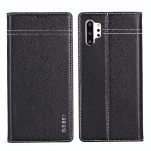 For Galaxy Note 10+ GEBEI Top-grain Leather Horizontal Flip Protective Case with Holder & Card Slots(Black) (GEBEI) (OEM)