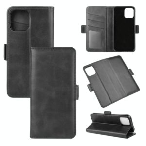 For iPhone 12 Pro Max Dual-side Magnetic Buckle Horizontal Flip Leather Case with Holder & Card Slots & Wallet(Black) (OEM)